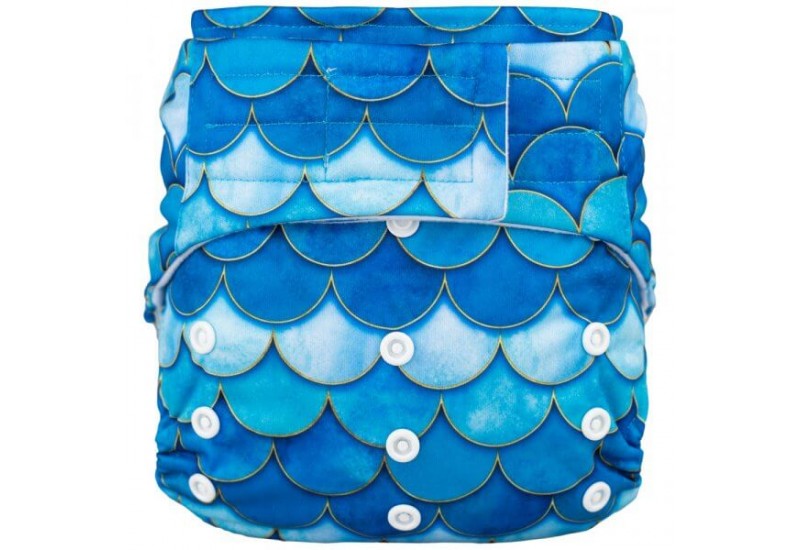 Elf diaper- Couche à poche-Ensemble de luxe- Blue mermaid-Velcro